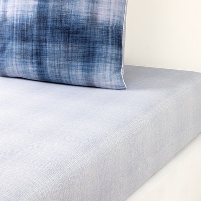 Drap housse en satin de coton lavé, L DENIM LACOSTE HOME
