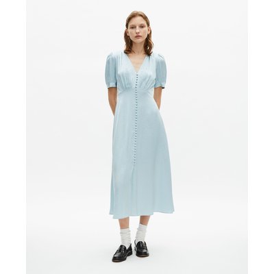 Robe midi col V, fluide et évasée, manches courtes THE KOOPLES