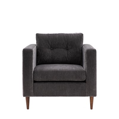 Marchfield Buttoned Soft Brushed Armchair with Dark Wood Legs SO'HOME