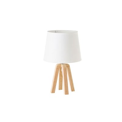 Lampe à Poser Trépied Bois et Abat-jour Blanc - Hauteur 34.5cm WADIGA