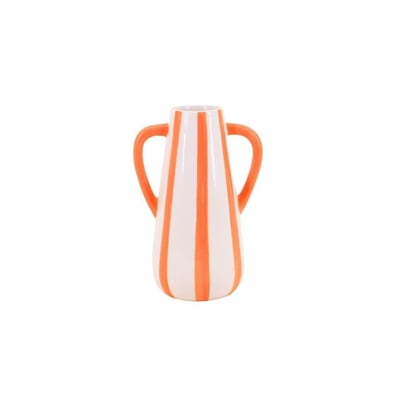 Vase en céramique rayé, 2 anses, H18cm ORNAMI