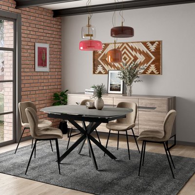 Table extensible céramique grise pied mikado 140-200 cm OTTAWA PIER IMPORT
