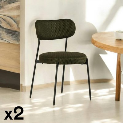 Chaise en tissu résille matelassée vert (lot de 2) IENA PIER IMPORT