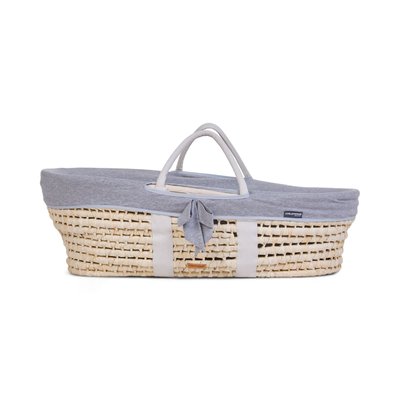 Couffin panier Moise Natural + Matelas + Habillage Jersey Gris CHILDHOME