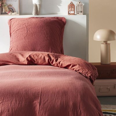 Parure de lit gaze de coton unie TERRACOTTA ESSENTIAL TODAY