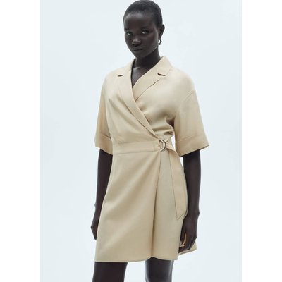 Mango robe beige best sale