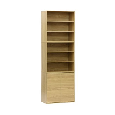 Etagère, bibliothèque modulable décor bois 3 éléments - 2 portes 5 étagères KOMPO SWEEEK