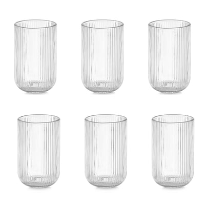 Set de 6 gobelets à eau en verre strié 43cl WADIGA