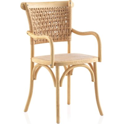 Chaise en bois d'orme naturel assise et dossier tressés RECOLLECTION