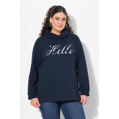 Sweat à col montant. Message HELLO. Coupe ULLA POPKEN