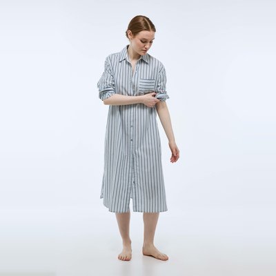Chemise de nuit rayée en popeline de coton BIO MONOPRIX