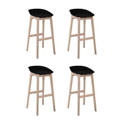 Lot de tabourets de bar en chêne et assise plastique 75cm RIVA|Lot de 4 | Lot de 4 MOB IN