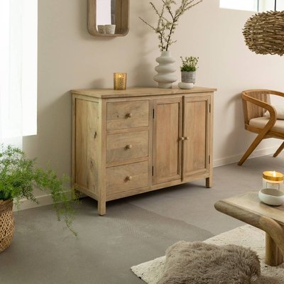 Meuble sous vasque en bois de manguier blanchi  RONAN MADE IN MEUBLES 