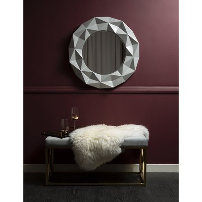 78cm 3D Effect Wall Mirror in Grey Gloss SO'HOME