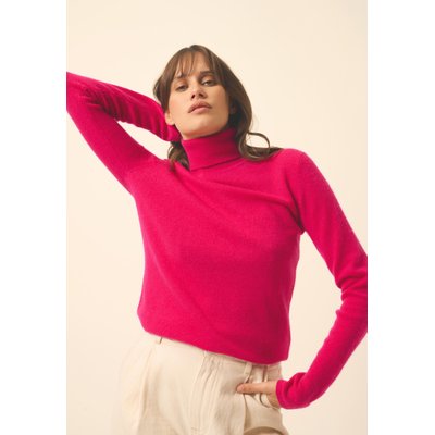 AVA pull col roulé fuchsia en cachemire JUST CASHMERE