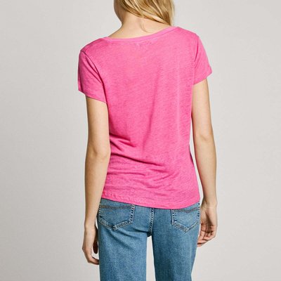 T-Shirt À Col V Avec Logo Brodé PEPE JEANS