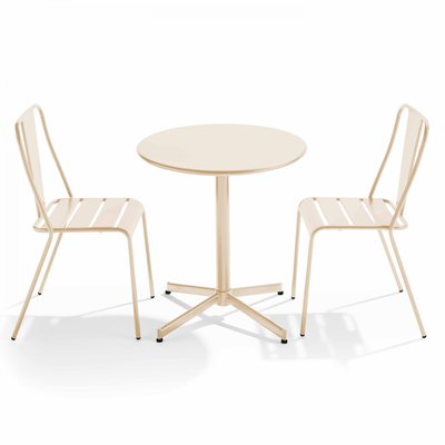 Table de jardin bistrot rabattable ⌀70cm et 2 chaises style bistrot, PALAVAS OVIALA