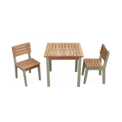 Table de jardin enfant intérieur/extérieur bois d'acacia 2 chaises CAROLINE SWEEEK