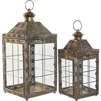 Lanterne arabe dorée en métal et verre esprit oriental chic RECOLLECTION
