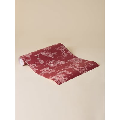 Papier peint bordeaux esprit toile de Jouy CYRILLUS