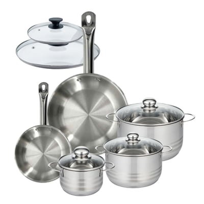 2 poêles 20/28cm + 3 faitouts 16/20/24cm ETERNA BRILLANT FACKELMANN