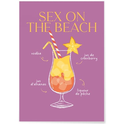 Affiche Cocktail Sex on the beach 2 L'AFFICHERIE