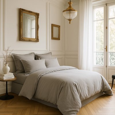 Housse de couette satin de coton lavé unie, Desir BATON ROUGE