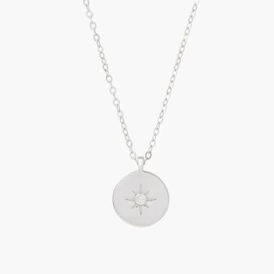 Collier fin argent 925 à médaillon serti d'un diamant 10 mm BALABOOSTE