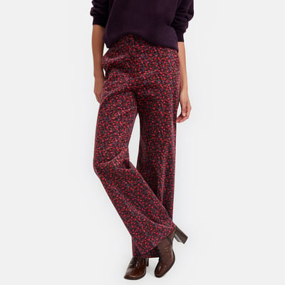 Pantalon large taille haute, en velours, imprimé floral LA REDOUTE COLLECTIONS