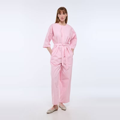 Combinaison pantalon ceinturé en coton MONOPRIX