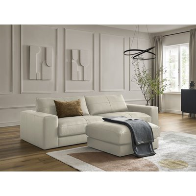Canapé droit fixe 4 places en cuir avec pouf, LEONARD BOBOCHIC