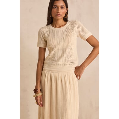 Pull crocheté à manches courtes en coton PHILIPPINE Maison 123