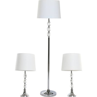 Lampadaire moderne argenté avec abat-jour  en verre et métal RECOLLECTION