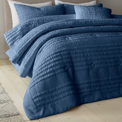 Lennon Stripe Seersucker Quilted Bedspread - 220x220cm CATHERINE LANSFIELD