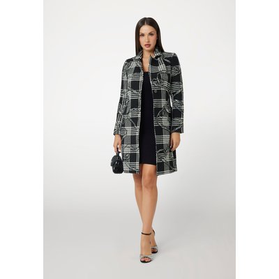 Manteau En Laine Mélangée Écossais GUESS