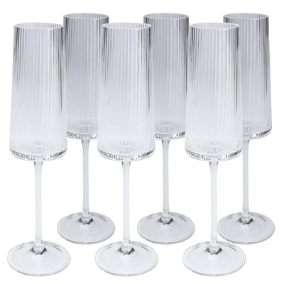 Lot de 6 flûtes à champagne, RIFFLE KARE DESIGN