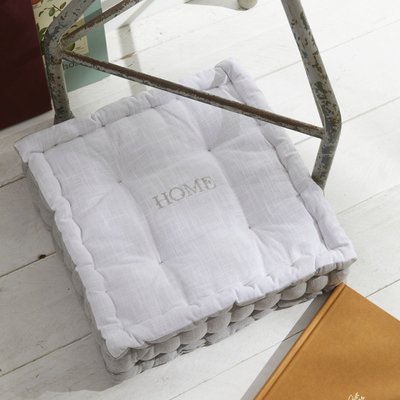 Coussin de sol avec broderies coton uni CHARME FACTORY