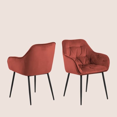 Fauteuil de salle à manger en velours et métal (lot de 2) - TERI HELLIN, DEPUIS 1862