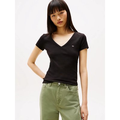 T-shirt col V, logoté TOMMY JEANS