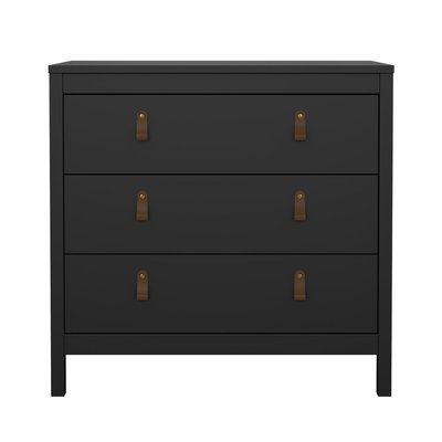 Commode 3 tiroirs noir mat L82,3 cm - BARCELONE CALICOSY