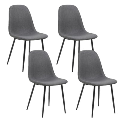 Lot de 4 chaises de salle à manger en tissu avec pieds en acier CLELIA TOILINUX