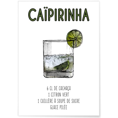Affiche Cocktail Caïpirinha L'AFFICHERIE
