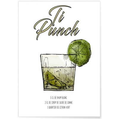 Affiche Cocktail Ti Punch L'AFFICHERIE