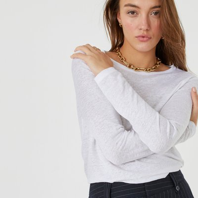 Maglietta da donna in lino bianco La Redoute