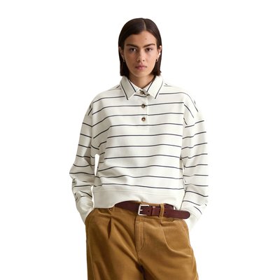 Sweat-shirt polo rayé relaxed en pur coton bio MARC O’POLO DENIM