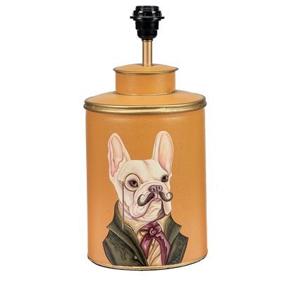 Boston Terrier Design Mustard Hand Painted Metal Table Lamp Base SO'HOME
