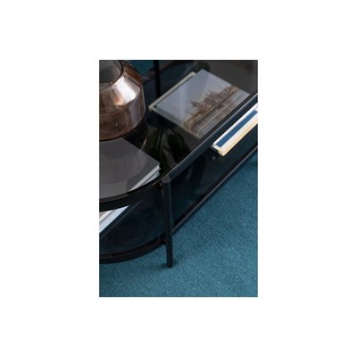 Table basse ovale en verre et métal noir - BENNY HELLIN, DEPUIS 1862