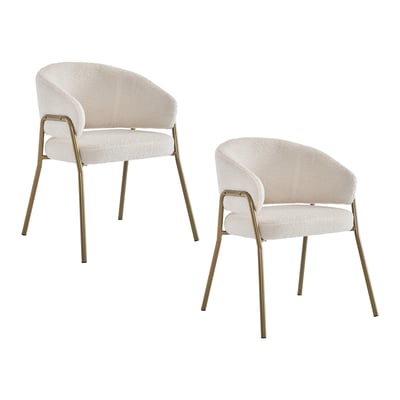 Lot de 2 fauteuils de salle à manger modernes en tissu bouclette, JERRIES MEUBLES COSY