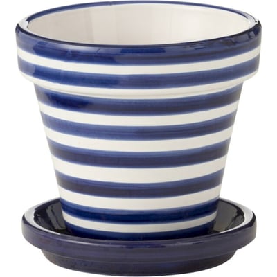 Cache-pot rayé en poterie fait main RECOLLECTION