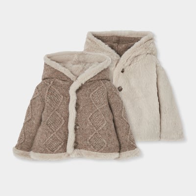 Veste bébé en maille réversible à capuche BOBOLI